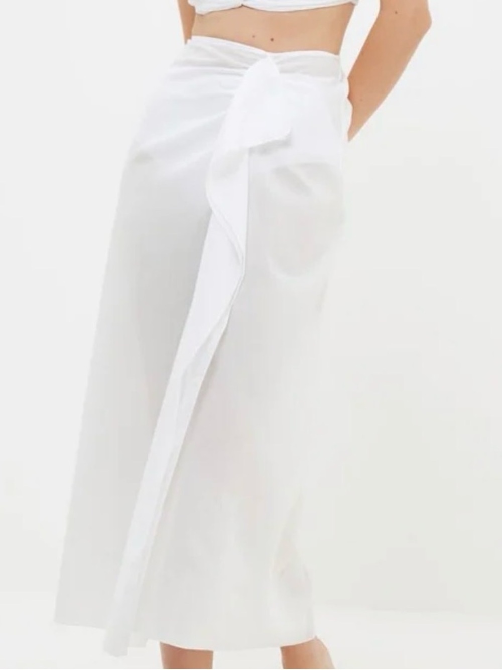 Trendyol White 100% Cotton Wrap Maxi Skirt Draped Boho Resort XS 34